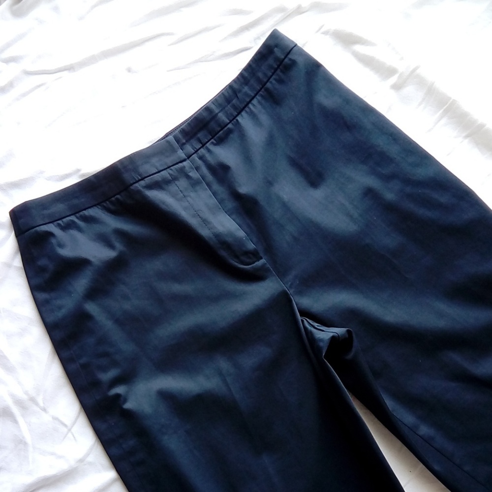 TALBOTS * stretch pants, navy blue, flat front EUC